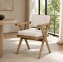 68504 - Topanga I Cream Fabric Wrap Medium Brown Wooden Frame Dining Chair
