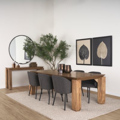 70776-AB - Sapphira Brown Wood Tapered Top Rectangular Dining Table