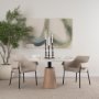 69366-AB - Maxwell 48L x 48W x 30H White Marble Round Top W/ Black Metal and Wood Pedestal Base Dining Table