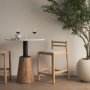 70592 - Sam Counter Stool W/ Light Brown Wood Frame and Beige Upholstered Seat