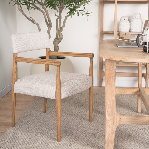 70931 - Toni Light Brown Nettlewood w/Cream Heathered Performance Fabric Dining Chair