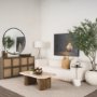 70880-AB - Symona Travertine and Mango Wood Rectangle Coffee Table