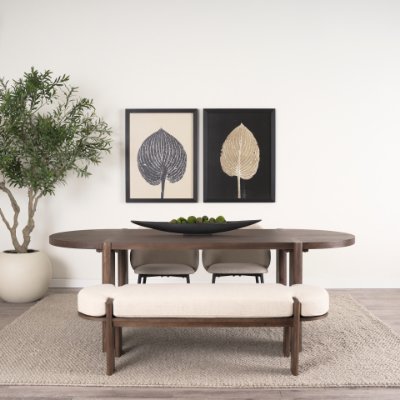 70853 - Sohan Dark Elm Wood Oval Dining Table