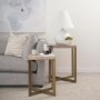 69179 - Faye (Set of 2) 19L x 19W x 26H Beige Finished Wood W/ Gold Metal Base Accent Tables