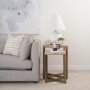 69179 - Faye (Set of 2) 19L x 19W x 26H Beige Finished Wood W/ Gold Metal Base Accent Tables