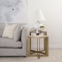 69179 - Faye (Set of 2) 19L x 19W x 26H Beige Finished Wood W/ Gold Metal Base Accent Tables