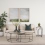 70595 - Clapp Round Light Brown W/ White Wash Wood and Silver Metal Nesting Accent Tables (Set of 2)