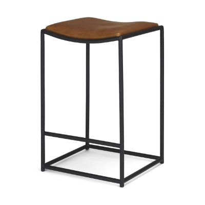 70820 - Taniel Brown Leather w/ Black Metal Counter Stool