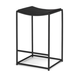 Taniel Backless 26in Seat Counter Stool | Black Wood w/ Black Metal