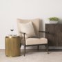 70777 - Satima White Marble w/ Gold Metal Round Fluted Accent Table