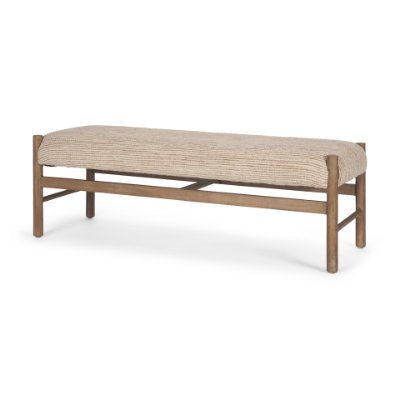 70845 - Tadi Rectangular Dark Brown Wood w/ Rug Seat Bench