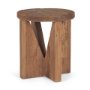 70887 - Tahlia Round Natural Brown Wood w/ Angled Legs Stool