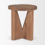 70887 - Tahlia Round Natural Brown Wood w/ Angled Legs Stool