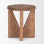 70887 - Tahlia Round Natural Brown Wood w/ Angled Legs Stool