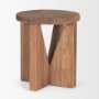 70887 - Tahlia Round Natural Brown Wood w/ Angled Legs Stool