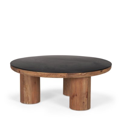 70888-AB - Tucson Natural Wood w/ Round Black Oak Top Coffee Table 