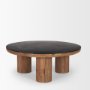 70888-AB - Tucson Natural Wood w/ Round Black Oak Top Coffee Table 