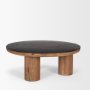 70888-AB - Tucson Natural Wood w/ Round Black Oak Top Coffee Table 