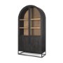 70827 - Sloan 42W x 80H Black Wood W/Black Metal Frame Arched Cabinet