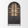 70827 - Sloan 42W x 80H Black Wood W/Black Metal Frame Arched Cabinet