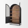 70827 - Sloan 42W x 80H Black Wood W/Black Metal Frame Arched Cabinet