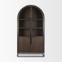 70828 - Sloan 42W x 80H Dark Brown Wood W/Black Metal Arched Curio Cabinet