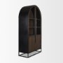 70828 - Sloan 42W x 80H Dark Brown Wood W/Black Metal Arched Curio Cabinet
