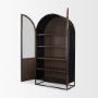 70828 - Sloan 42W x 80H Dark Brown Wood W/Black Metal Arched Curio Cabinet