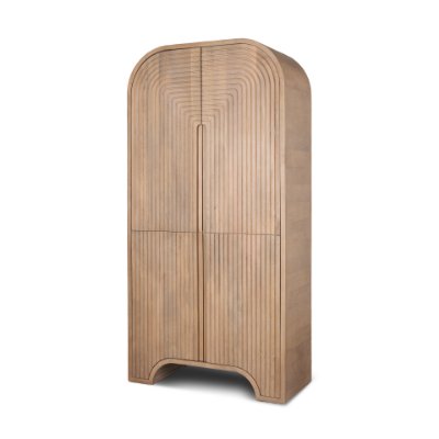 70836 - Sorina Reverse Fluted Light Brown Wood Curio Cabinet