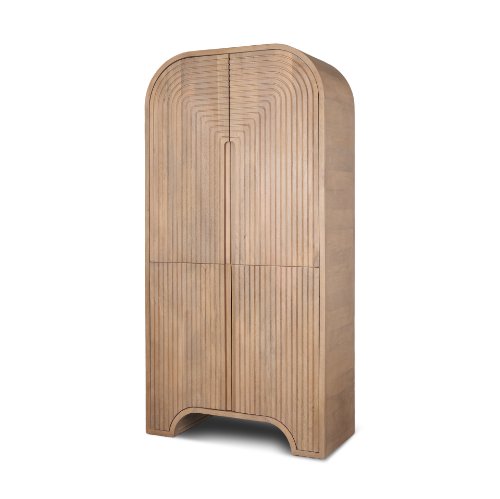 70836 - Sorina Reverse Fluted Light Brown Wood Curio Cabinet