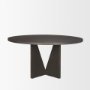70840 - Tarro 60" Round Textured Espresso Wood w/ Geometrical Base Dining Table