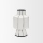 70961 - Dinah Small White w/ Black Stripes  Ceramic Vase