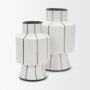 70961 - Dinah Small White w/ Black Stripes  Ceramic Vase