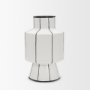 70962 - Dinah Large White w/ Black Stripes  Ceramic Vase