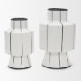 70962 - Dinah Large White w/ Black Stripes  Ceramic Vase