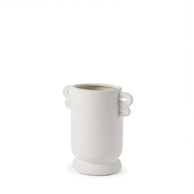 70969 - Dylan Small Textured Off White w/ Handles Ceramic Vase