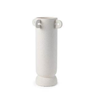 Dylan Tall Textured Off White w/ Handles Ceramic Vase