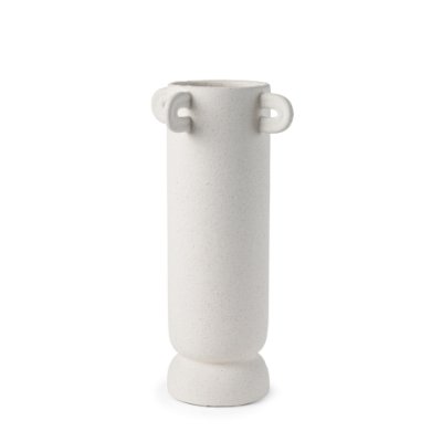 70970 - Dylan Tall Textured Off White w/ Handles Ceramic Vase
