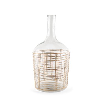 70933 - Troian Large Rattan Wrapped Glass Bottle