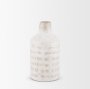 70941 - Tisha Small White W/ Terracotta Distressing Metal Vase
