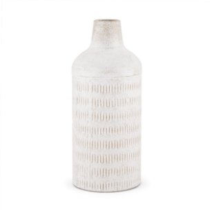 Tisha Large White W/ Terracotta Distressing Metal Vase