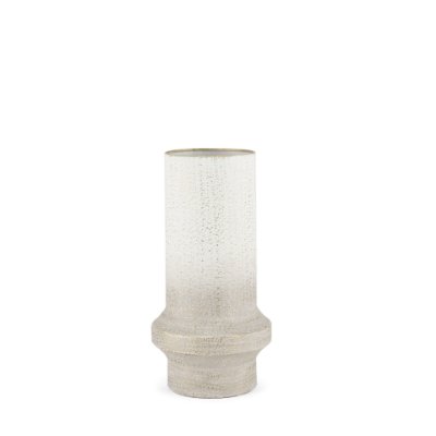 70950 - Tovah Small Textured White w/ Gold Metal Vase
