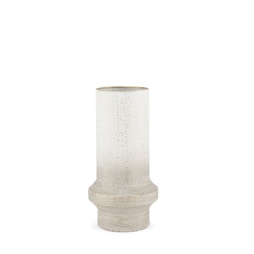 70950 - Tovah Small Textured White w/ Gold Metal Vase