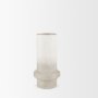 70950 - Tovah Small Textured White w/ Gold Metal Vase