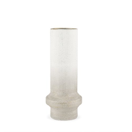 70951 - Tovah Medium Textured White w/ Gold Metal Vase