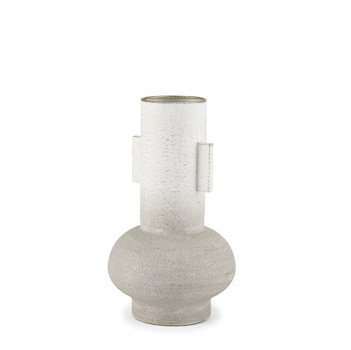 70955 - Torres Small Textured Off White w/ Gold Metal Vase