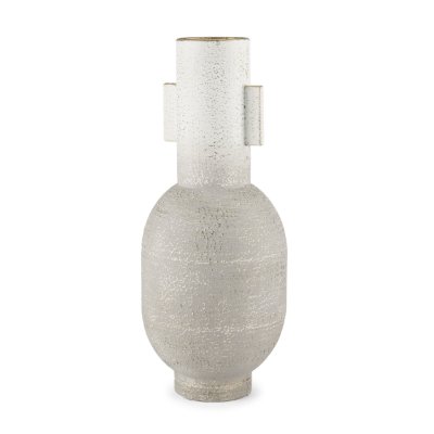 70956 - Torres Tall Textured Off White w/ Gold Metal Vase