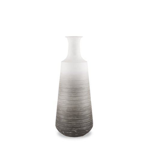 70957 - Toru Medium White w/ Grey Ombre Metal Vase