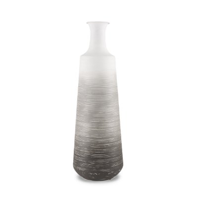 70958 - Toru Tall White w/ Grey Ombre Metal Vase