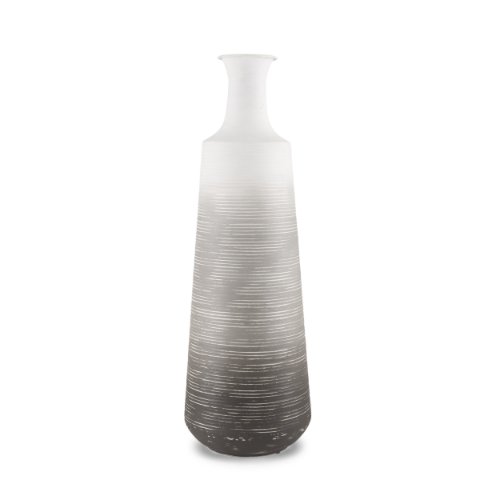 70958 - Toru Tall White w/ Grey Ombre Metal Vase